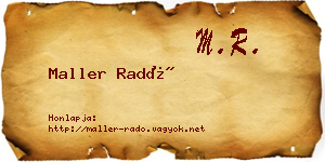Maller Radó névjegykártya